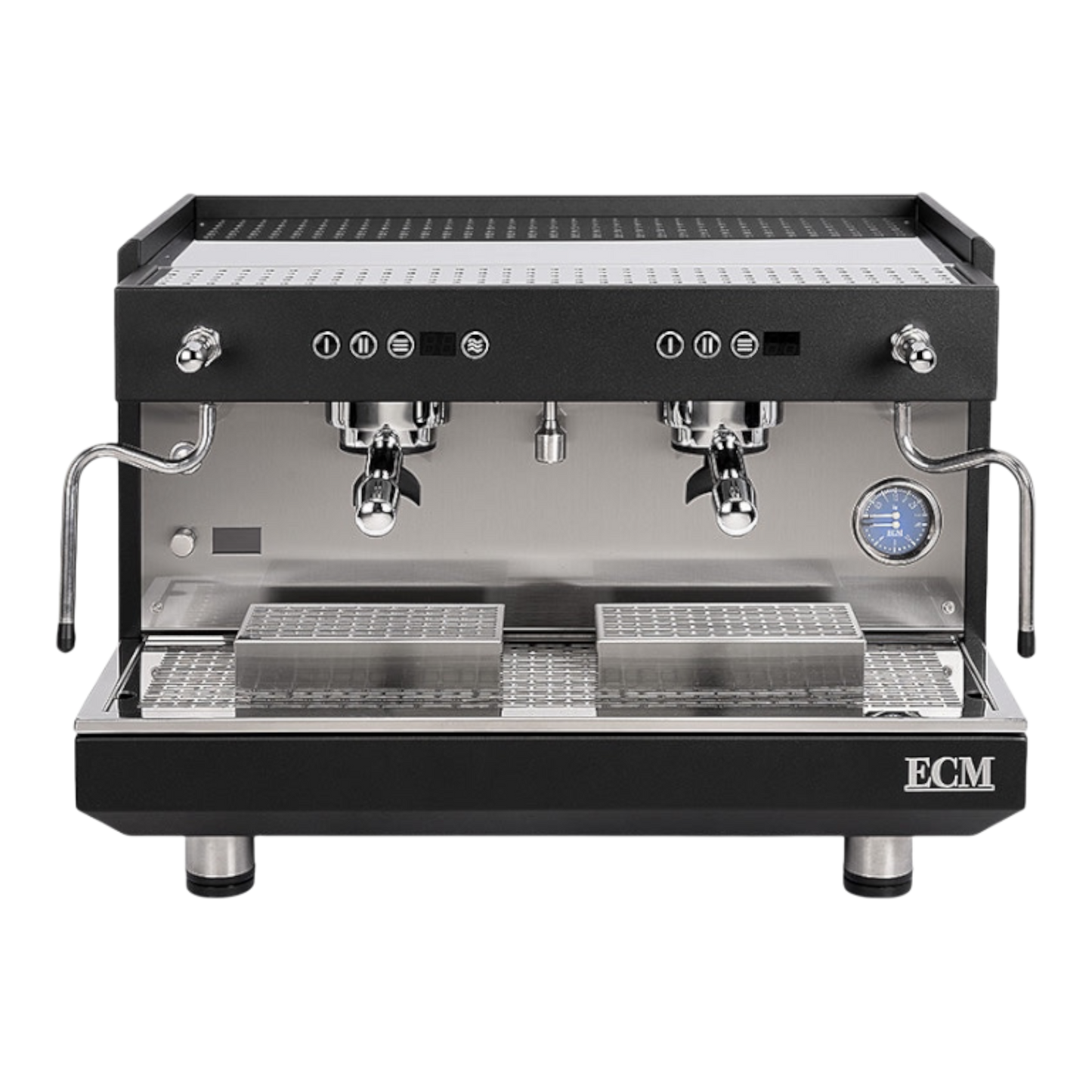 Kaffeekontor Bayern ECM Discover zweigruppige gewerbliche Espressomaschine in Schwarz mit Edelstahl-Details