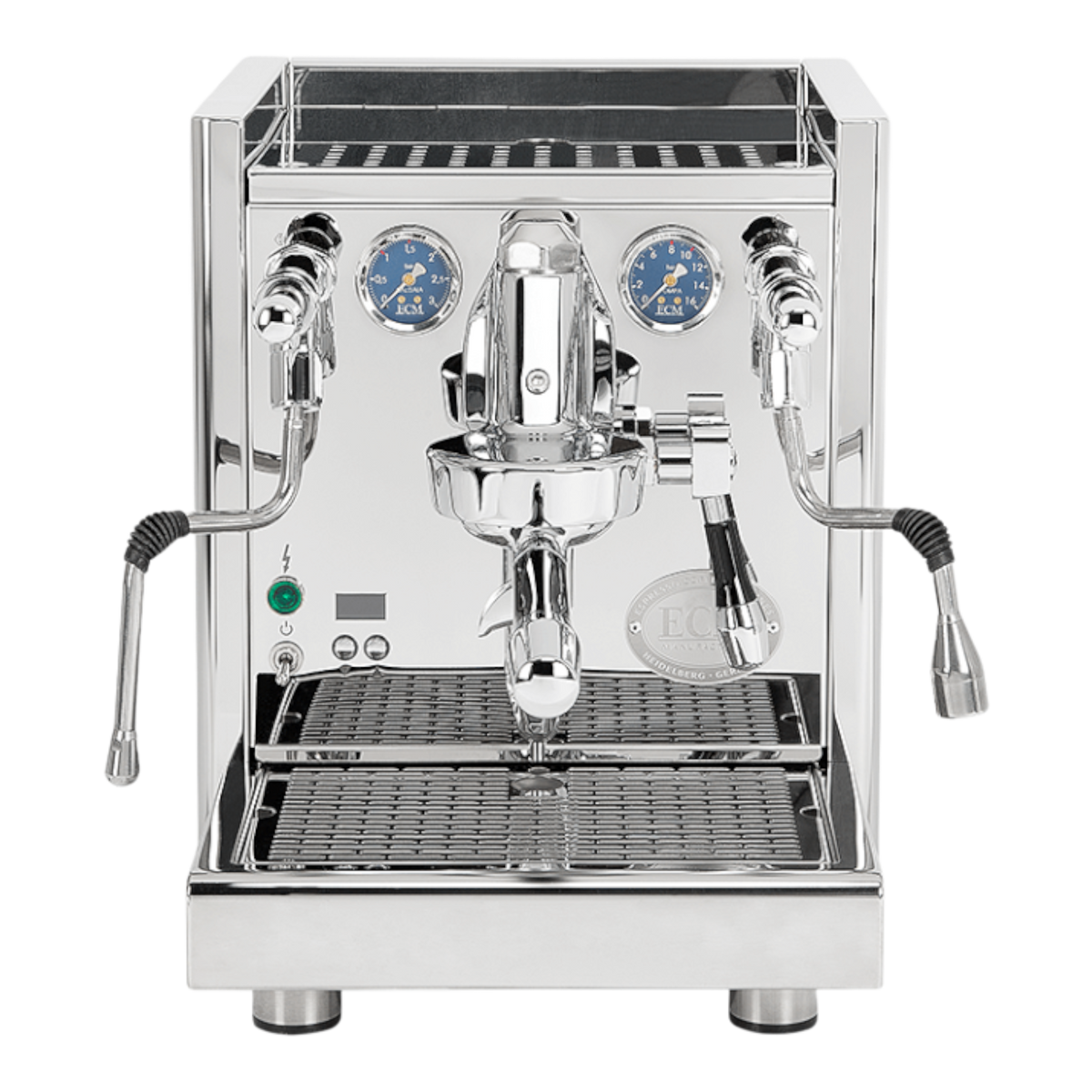 Kaffeekontor Bayern ECM Technika VI Dualboiler Espressomaschine aus poliertem Edelstahl mit zwei Manometern