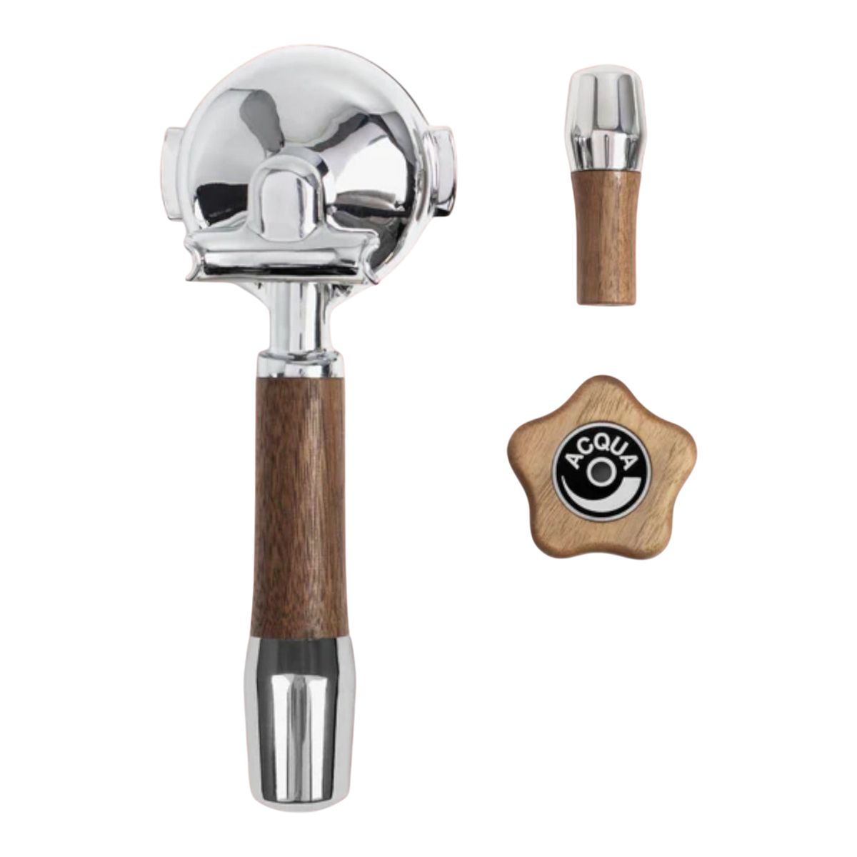 Kaffeekontor Bayern wooden portafilter handle, steam knob, and lever set for ECM Classika espresso machines