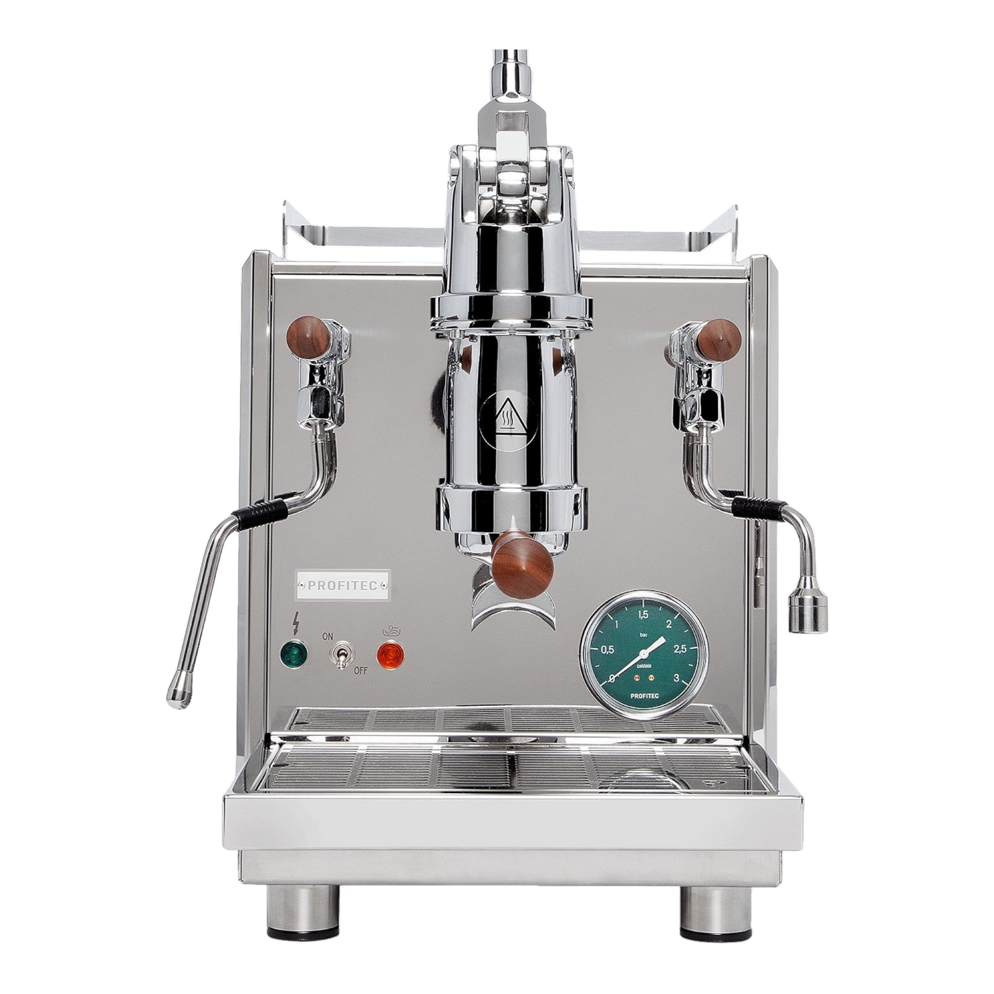 Kaffeekontor Bayern Profitec Pro 800 Handhebel-Espressomaschine aus Edelstahl mit Walnussholz-Akzenten und Manometer