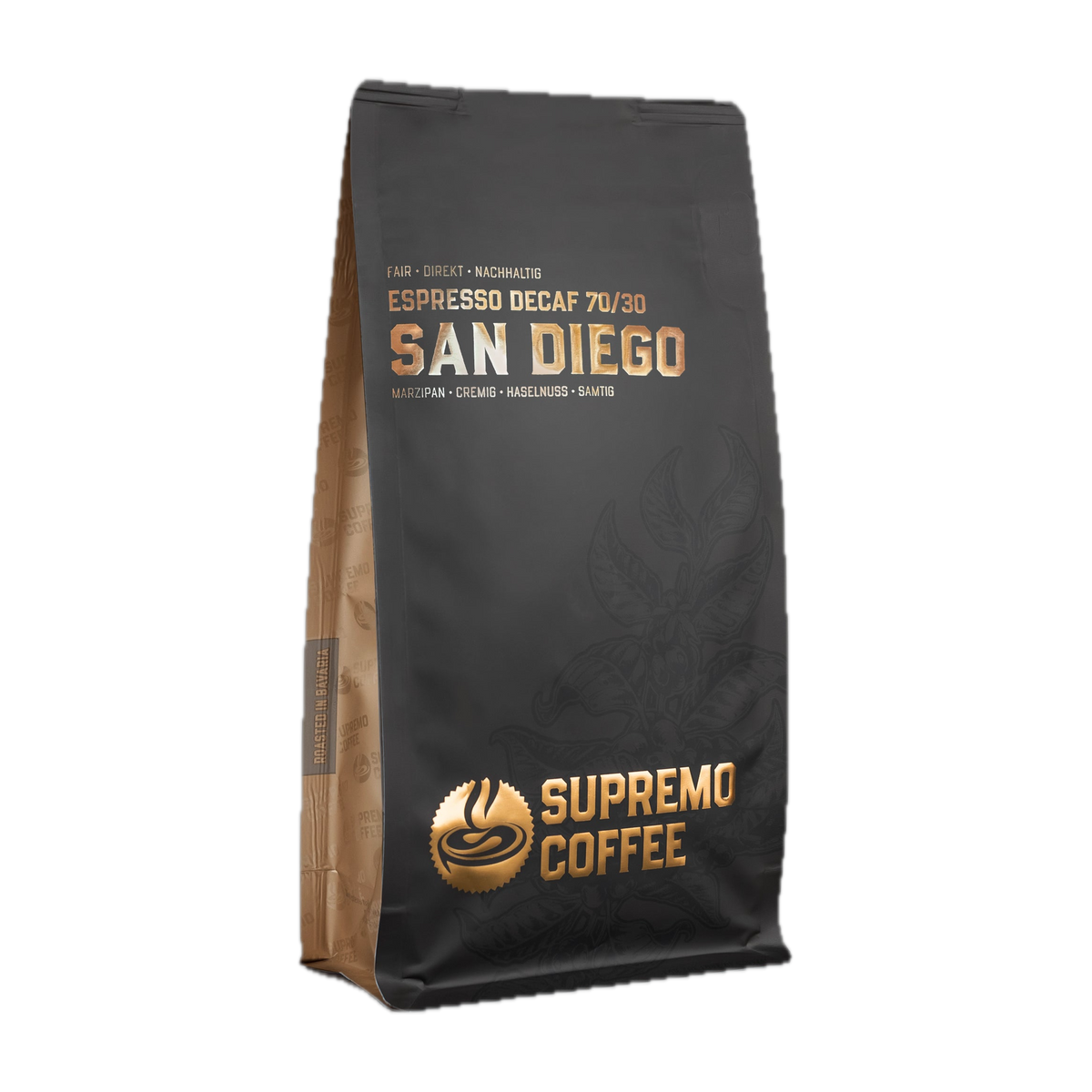 SUPREMO Coffee San Diego (entkoffeiniert) Schrägansicht