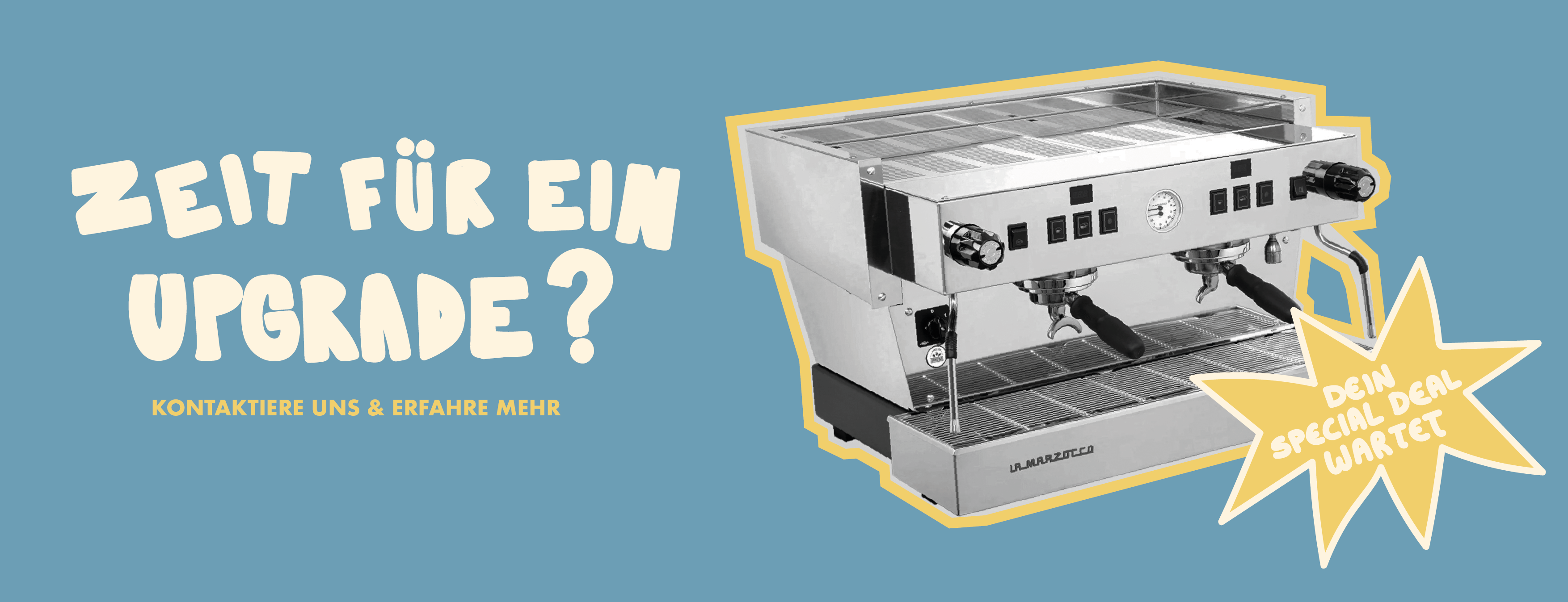 Zeit für ein Upgrade? Eine La-Marzocco-Siebträgermaschine – kontaktiere uns und erfahre mehr.