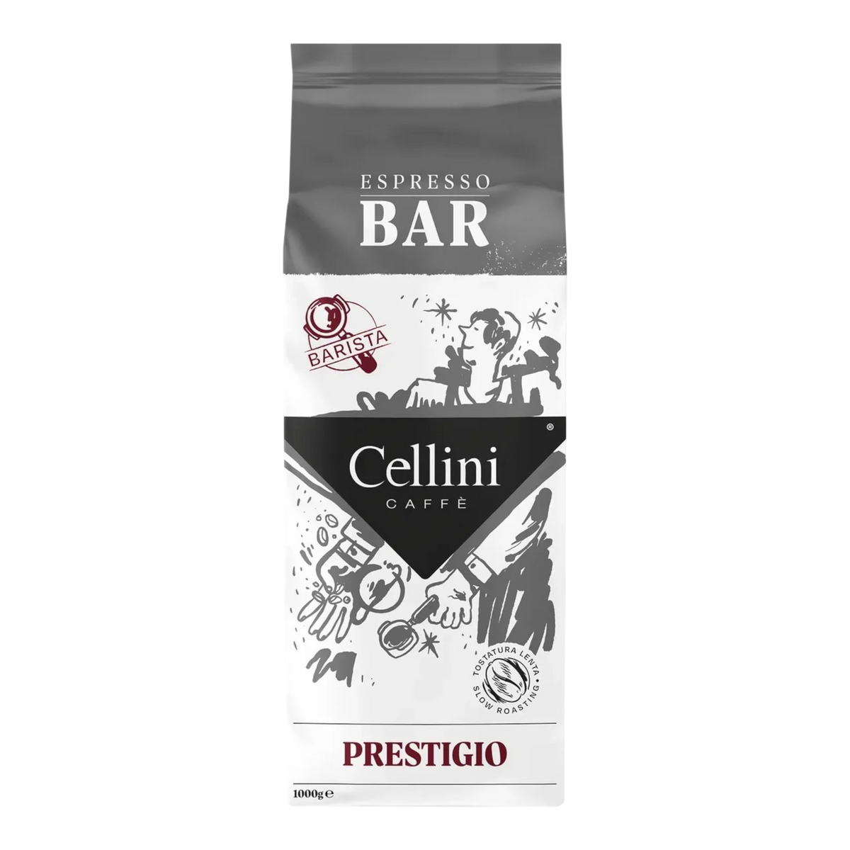 Kaffeekontor Bayern Cellini Barista Espresso Prestigio 1kg coffee bean bag with Italian bar quality Arabica blend