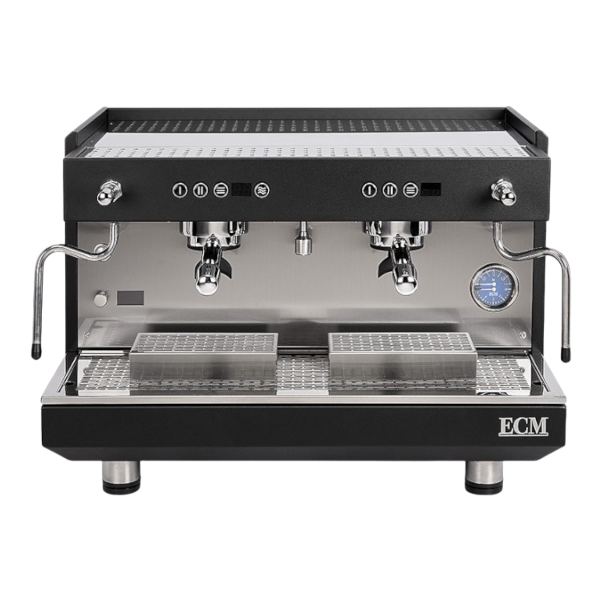 Kaffeekontor Bayern ECM Discover zweigruppige gewerbliche Espressomaschine in Schwarz mit Edelstahl-Details