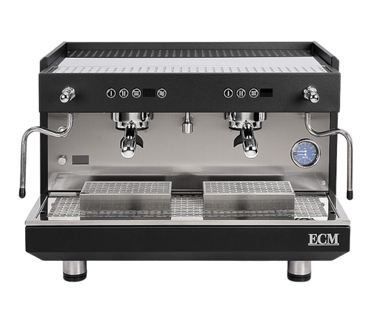 Kaffeekontor Bayern ECM Discover zweigruppige gewerbliche Dualboiler-Espressomaschine in Schwarz mit OLED-Display