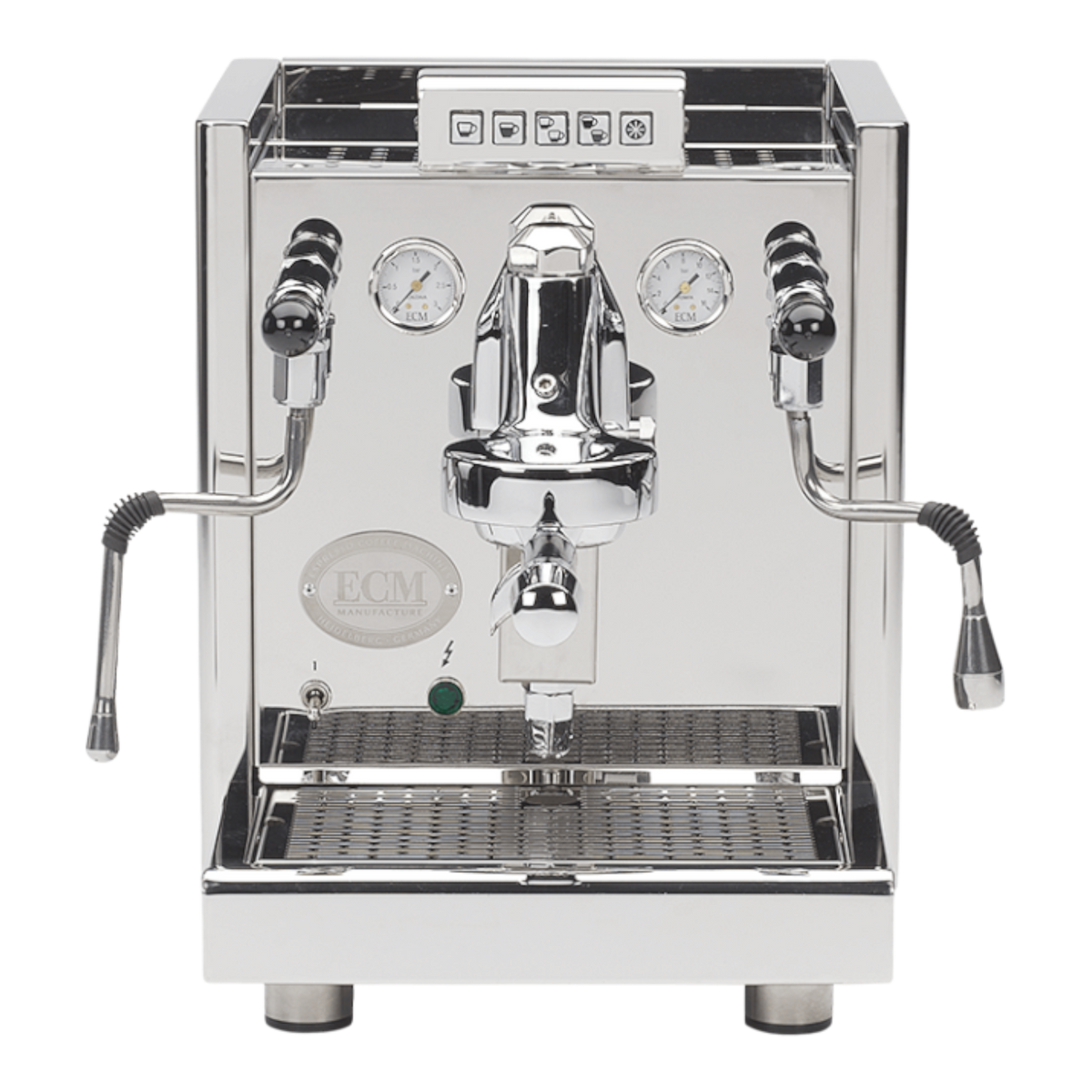 Kaffeekontor Bayern ECM Elektronika II Profi Siebträgermaschine aus poliertem Edelstahl mit E61-Brühgruppe