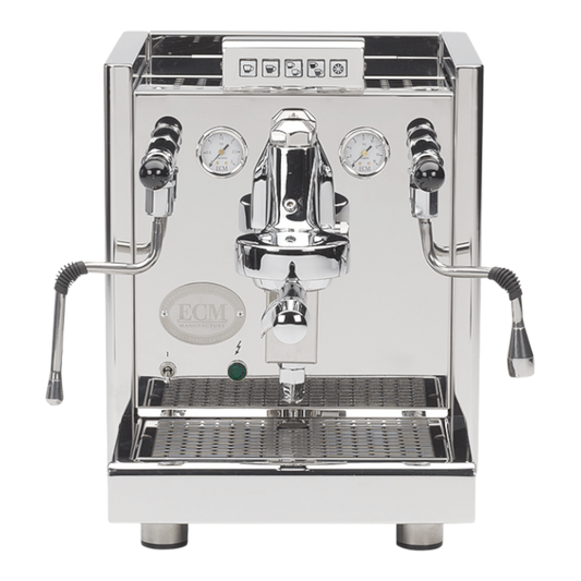 Kaffeekontor Bayern ECM Elektronika II Profi Siebträgermaschine aus poliertem Edelstahl mit E61-Brühgruppe