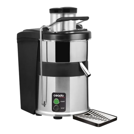 Kaffeekontor Bayern ES700 professional stainless steel centrifugal juicer with dual feed chutes and drip tray