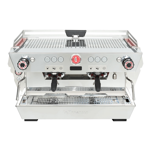 Kaffeekontor Bayern La Marzocco KB90 Siebträgermaschine aus Edelstahl mit zwei Brühgruppen und Steam-Flush-Technik