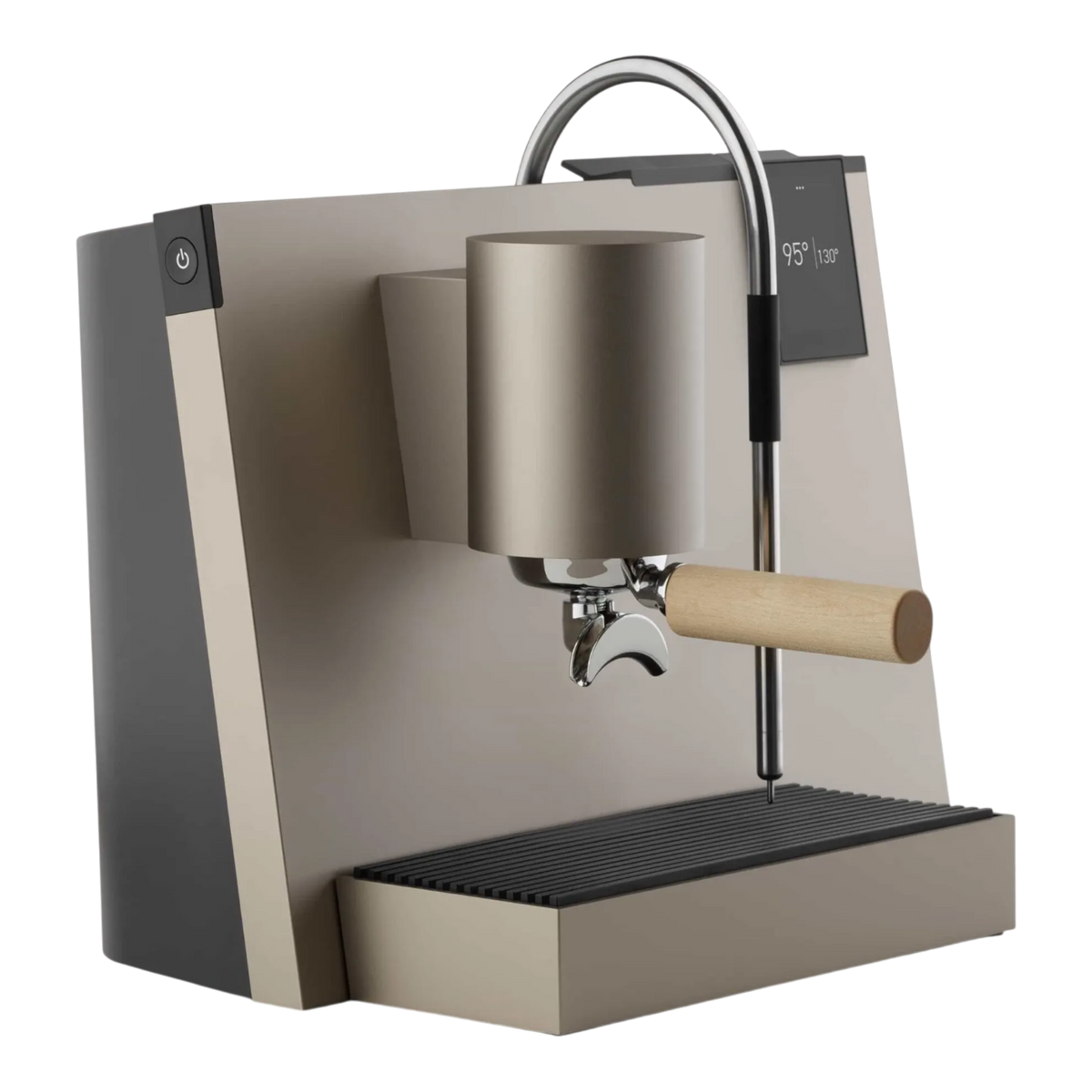 Kaffeekontor Bayern LIGRE youn Espressomaschine in Silber-Beige mit Siebträger und digitalem Display