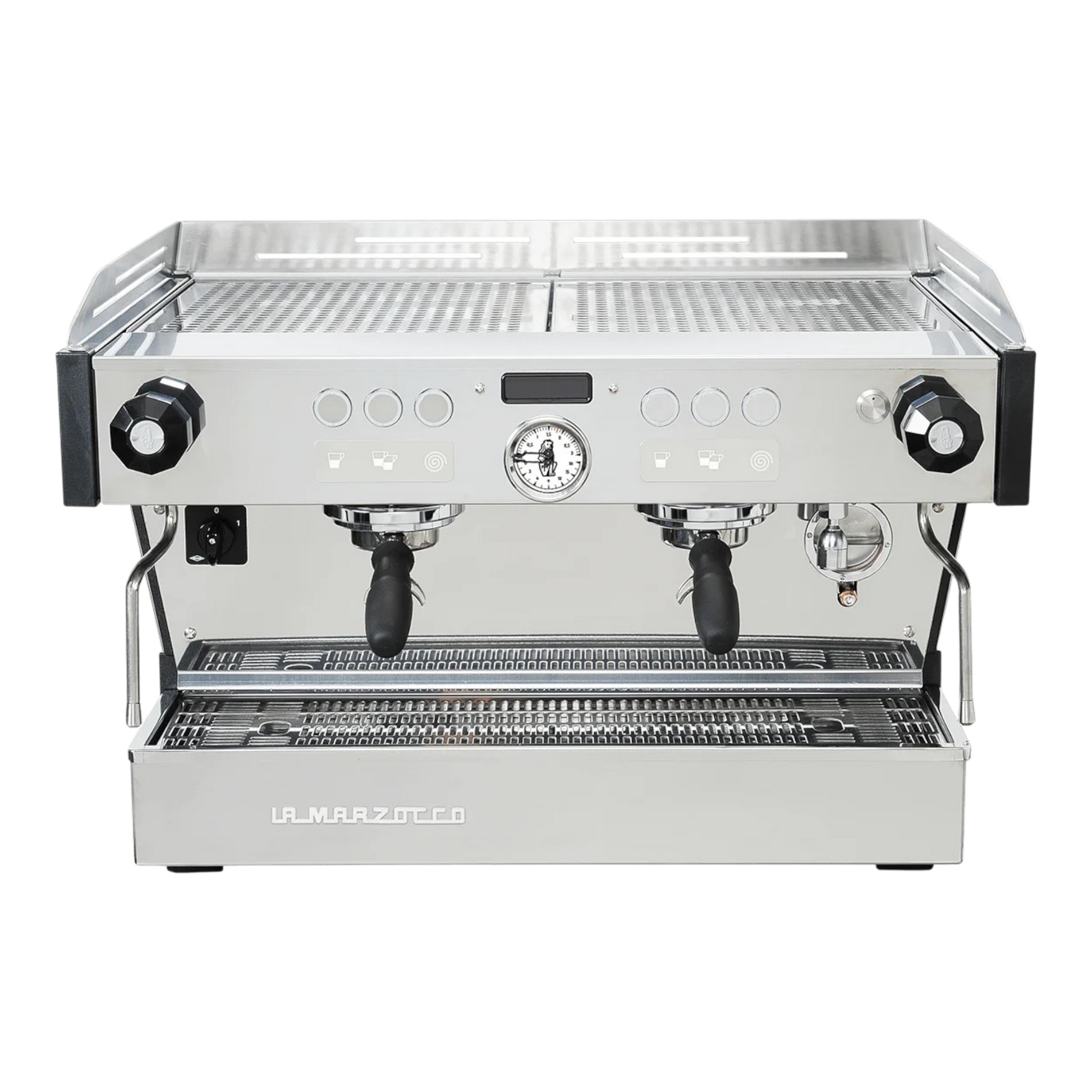 Kaffeekontor Bayern Linea PB X Espressomaschine mit zwei Brühgruppen und poliertem Edelstahlgehäuse