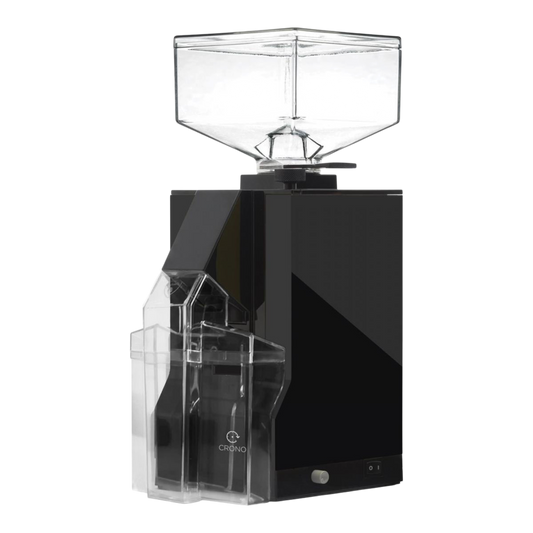 Kaffeekontor Bayern Mignon Crono filter coffee grinder in black with a clear hopper and grounds container