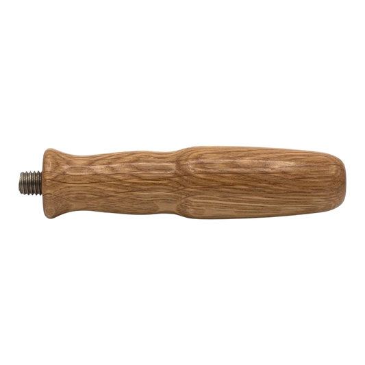 Kaffeekontor Bayern oak wood espresso machine handle with M12 threaded bolt in ergonomic LM-shape design