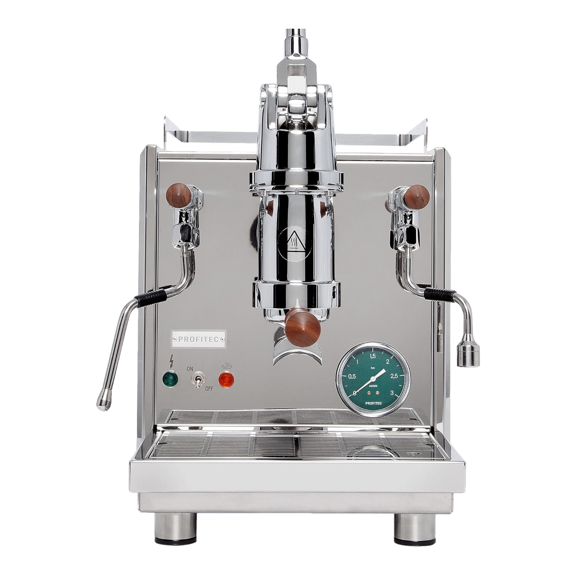 Kaffeekontor Bayern Profitec Pro 800 Handhebel-Espressomaschine aus Edelstahl mit Walnussholz-Akzenten und Manometer