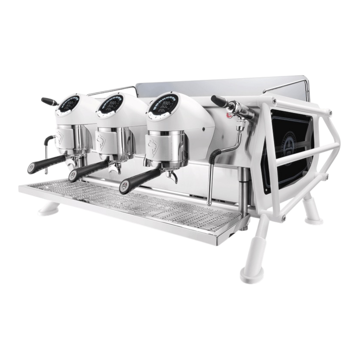 Kaffeekontor Bayern Sanremo Café Racer 3-Gruppen Espressomaschine in Weiß mit Multiboiler-System und PID-Steuerung