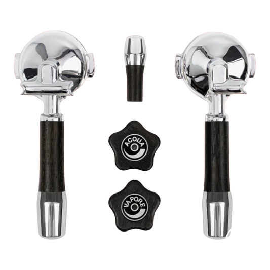 Kaffeekontor Bayern wooden portafilter handle set with star-shaped steam and water knobs for ECM espresso machines